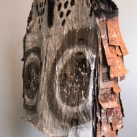 'Sarape' Back • 40" x 30" x 5" • 2017 • Newspaper, Sumi Ink, Wheat Paste, Yarn, Glue, Spray Paint